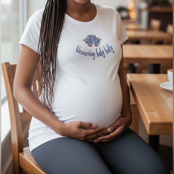 preggers n proud Tops - NWT Maternity Tee size S Blossoming Baby Belly White TShirt